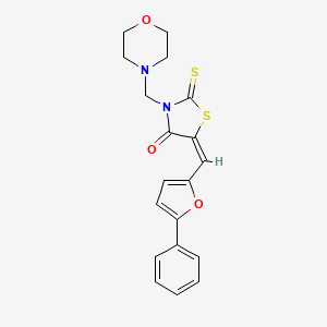 (5E)-3-(morpholin-4-ylmethyl)-5-[(5-phenylfuran-2-yl)methylidene]-2-thioxo-1,3-thiazolidin-4-one