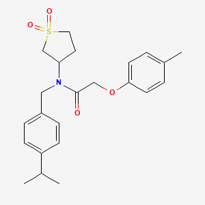 molecular formula C23H29NO4S B15100015 N-(1,1-dioxidotetrahydrothiophen-3-yl)-2-(4-methylphenoxy)-N-[4-(propan-2-yl)benzyl]acetamide 