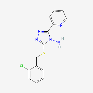 molecular formula C14H12ClN5S B15100046 3-[(2-Chlorophenyl)methylthio]-5-(2-pyridyl)-1,2,4-triazole-4-ylamine 