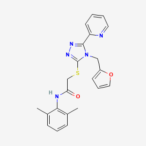 molecular formula C22H21N5O2S B15100101 N-(2,6-dimethylphenyl)-2-{[4-(furan-2-ylmethyl)-5-(pyridin-2-yl)-4H-1,2,4-triazol-3-yl]sulfanyl}acetamide 