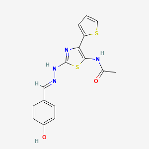 N-[2-[(2Z)-2-[(4-hydroxyphenyl)methylidene]hydrazinyl]-4-thiophen-2-yl-1,3-thiazol-5-yl]acetamide