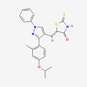 molecular formula C23H21N3O2S2 B15100147 (5Z)-4-hydroxy-5-({3-[2-methyl-4-(propan-2-yloxy)phenyl]-1-phenyl-1H-pyrazol-4-yl}methylidene)-1,3-thiazole-2(5H)-thione 