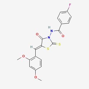 N-[(5Z)-5-(2,4-dimethoxybenzylidene)-4-oxo-2-thioxo-1,3-thiazolidin-3-yl]-4-fluorobenzamide