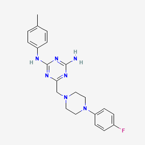 molecular formula C21H24FN7 B15100207 6-{[4-(4-fluorophenyl)piperazin-1-yl]methyl}-N-(4-methylphenyl)-1,3,5-triazine-2,4-diamine 