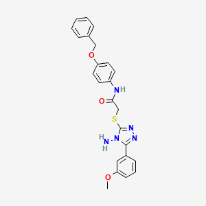 molecular formula C24H23N5O3S B15100209 2-[4-amino-5-(3-methoxyphenyl)(1,2,4-triazol-3-ylthio)]-N-[4-(phenylmethoxy)ph enyl]acetamide 