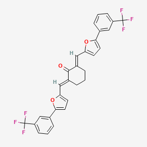 molecular formula C30H20F6O3 B15100222 2,6-Bis({5-[3-(trifluoromethyl)phenyl](2-furyl)}methylene)cyclohexan-1-one 