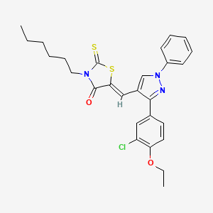 (5Z)-5-{[3-(3-chloro-4-ethoxyphenyl)-1-phenyl-1H-pyrazol-4-yl]methylidene}-3-hexyl-2-thioxo-1,3-thiazolidin-4-one