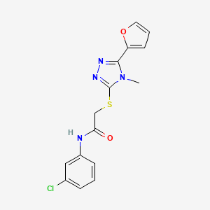 molecular formula C15H13ClN4O2S B15100232 N-(3-chlorophenyl)-2-{[5-(furan-2-yl)-4-methyl-4H-1,2,4-triazol-3-yl]sulfanyl}acetamide 