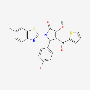 (4E)-5-(4-fluorophenyl)-4-[hydroxy(thiophen-2-yl)methylidene]-1-(6-methyl-1,3-benzothiazol-2-yl)pyrrolidine-2,3-dione