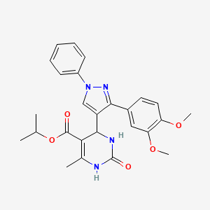 molecular formula C26H28N4O5 B15100270 propan-2-yl 4-[3-(3,4-dimethoxyphenyl)-1-phenyl-1H-pyrazol-4-yl]-6-methyl-2-oxo-1,2,3,4-tetrahydropyrimidine-5-carboxylate 