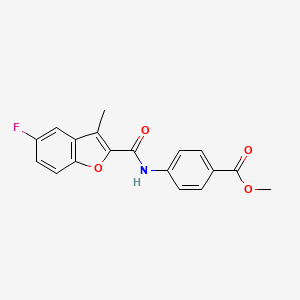 molecular formula C18H14FNO4 B15100282 Methyl 4-{[(5-fluoro-3-methyl-1-benzofuran-2-yl)carbonyl]amino}benzoate 