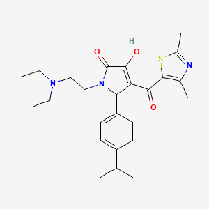 molecular formula C25H33N3O3S B15100290 1-[2-(Diethylamino)ethyl]-4-[(2,4-dimethyl(1,3-thiazol-5-yl))carbonyl]-3-hydro xy-5-[4-(methylethyl)phenyl]-3-pyrrolin-2-one 