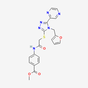 molecular formula C21H18N6O4S B15100298 methyl 4-[({[4-(furan-2-ylmethyl)-5-(pyrazin-2-yl)-4H-1,2,4-triazol-3-yl]sulfanyl}acetyl)amino]benzoate 