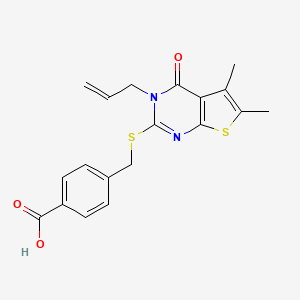 molecular formula C19H18N2O3S2 B15100308 4-(3-Allyl-5,6-dimethyl-4-oxo-3,4-dihydro-thieno[2,3-d]pyrimidin-2-ylsulfanylmethyl)-benzoic acid 