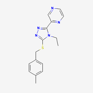 molecular formula C16H17N5S B15100361 4-Ethyl-3-[(4-methylphenyl)methylthio]-5-pyrazin-2-yl-1,2,4-triazole 