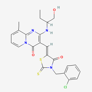 3-{(Z)-[3-(2-chlorobenzyl)-4-oxo-2-thioxo-1,3-thiazolidin-5-ylidene]methyl}-2-[(1-hydroxybutan-2-yl)amino]-9-methyl-4H-pyrido[1,2-a]pyrimidin-4-one