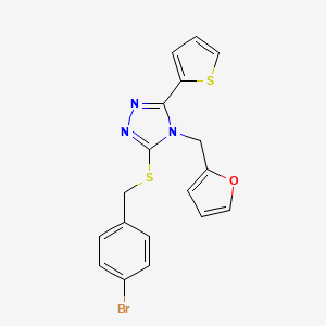 molecular formula C18H14BrN3OS2 B15100417 3-[(4-bromobenzyl)sulfanyl]-4-(furan-2-ylmethyl)-5-(thiophen-2-yl)-4H-1,2,4-triazole 