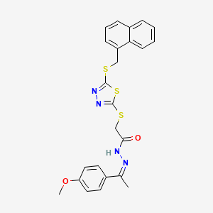 molecular formula C24H22N4O2S3 B15100444 N'-[(1Z)-1-(4-methoxyphenyl)ethylidene]-2-({5-[(naphthalen-1-ylmethyl)sulfanyl]-1,3,4-thiadiazol-2-yl}sulfanyl)acetohydrazide 