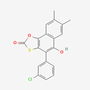 molecular formula C19H13ClO3S B15100486 4-(3-Chlorophenyl)-5-hydroxy-7,8-dimethylnaphtho[2,1-d][1,3]oxathiol-2-one 