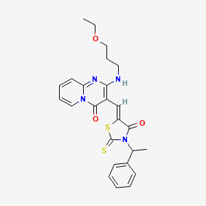 2-[(3-ethoxypropyl)amino]-3-{(Z)-[4-oxo-3-(1-phenylethyl)-2-thioxo-1,3-thiazolidin-5-ylidene]methyl}-4H-pyrido[1,2-a]pyrimidin-4-one