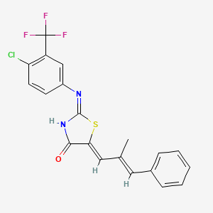 (5Z)-2-{[4-chloro-3-(trifluoromethyl)phenyl]amino}-5-[(2E)-2-methyl-3-phenylprop-2-en-1-ylidene]-1,3-thiazol-4(5H)-one