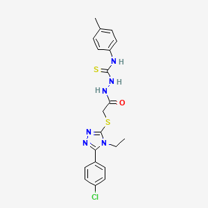 molecular formula C20H21ClN6OS2 B15100527 2-({[5-(4-chlorophenyl)-4-ethyl-4H-1,2,4-triazol-3-yl]sulfanyl}acetyl)-N-(4-methylphenyl)hydrazinecarbothioamide 