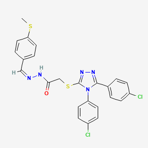 2-{[4,5-bis(4-chlorophenyl)-4H-1,2,4-triazol-3-yl]sulfanyl}-N'-{(Z)-[4-(methylsulfanyl)phenyl]methylidene}acetohydrazide