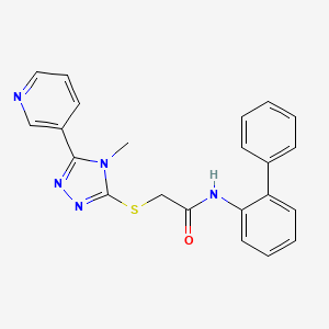 molecular formula C22H19N5OS B15100542 N-(biphenyl-2-yl)-2-{[4-methyl-5-(pyridin-3-yl)-4H-1,2,4-triazol-3-yl]sulfanyl}acetamide 