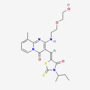 molecular formula C21H26N4O4S2 B15100555 3-{(Z)-[3-(butan-2-yl)-4-oxo-2-thioxo-1,3-thiazolidin-5-ylidene]methyl}-2-{[2-(2-hydroxyethoxy)ethyl]amino}-9-methyl-4H-pyrido[1,2-a]pyrimidin-4-one 