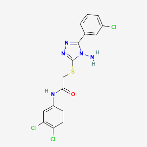 molecular formula C16H12Cl3N5OS B15100562 2-[4-amino-5-(3-chlorophenyl)(1,2,4-triazol-3-ylthio)]-N-(3,4-dichlorophenyl)a cetamide 