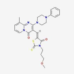 molecular formula C27H29N5O3S2 B15100575 3-{(Z)-[3-(3-methoxypropyl)-4-oxo-2-thioxo-1,3-thiazolidin-5-ylidene]methyl}-9-methyl-2-(4-phenylpiperazin-1-yl)-4H-pyrido[1,2-a]pyrimidin-4-one 