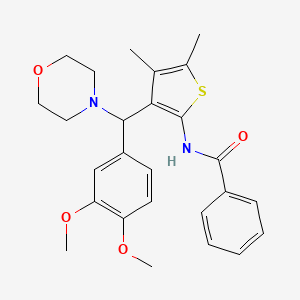 molecular formula C26H30N2O4S B15100590 N-{3-[(3,4-dimethoxyphenyl)(morpholin-4-yl)methyl]-4,5-dimethylthiophen-2-yl}benzamide 