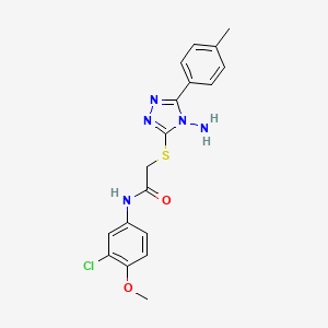 molecular formula C18H18ClN5O2S B15100606 2-{[4-amino-5-(4-methylphenyl)-4H-1,2,4-triazol-3-yl]sulfanyl}-N-(3-chloro-4-methoxyphenyl)acetamide 