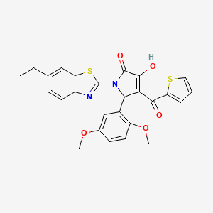 (4E)-5-(2,5-dimethoxyphenyl)-1-(6-ethyl-1,3-benzothiazol-2-yl)-4-[hydroxy(thiophen-2-yl)methylidene]pyrrolidine-2,3-dione