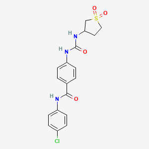 molecular formula C18H18ClN3O4S B15100672 N-(4-chlorophenyl)-4-{[(1,1-dioxidotetrahydrothiophen-3-yl)carbamoyl]amino}benzamide 