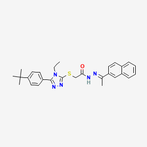 2-{[5-(4-tert-butylphenyl)-4-ethyl-4H-1,2,4-triazol-3-yl]sulfanyl}-N'-[(1E)-1-(naphthalen-2-yl)ethylidene]acetohydrazide