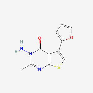 molecular formula C11H9N3O2S B15100719 3-amino-5-(furan-2-yl)-2-methylthieno[2,3-d]pyrimidin-4(3H)-one CAS No. 301688-22-2