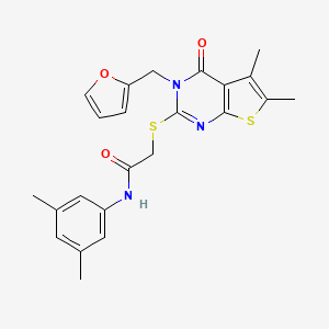 molecular formula C23H23N3O3S2 B15100730 N-(3,5-dimethylphenyl)-2-{[3-(furan-2-ylmethyl)-5,6-dimethyl-4-oxo-3,4-dihydrothieno[2,3-d]pyrimidin-2-yl]sulfanyl}acetamide 