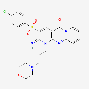 5-(4-chlorophenyl)sulfonyl-6-imino-7-(3-morpholin-4-ylpropyl)-1,7,9-triazatricyclo[8.4.0.03,8]tetradeca-3(8),4,9,11,13-pentaen-2-one