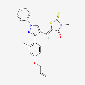 molecular formula C24H21N3O2S2 B15100735 (5Z)-3-methyl-5-({3-[2-methyl-4-(prop-2-en-1-yloxy)phenyl]-1-phenyl-1H-pyrazol-4-yl}methylidene)-2-thioxo-1,3-thiazolidin-4-one 