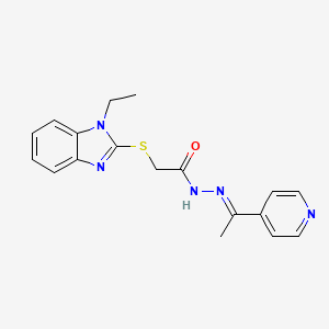 molecular formula C18H19N5OS B15100738 2-[(1-ethyl-1H-benzimidazol-2-yl)sulfanyl]-N'-[(1E)-1-(pyridin-4-yl)ethylidene]acetohydrazide 