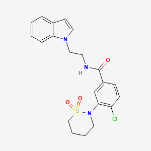 molecular formula C21H22ClN3O3S B15100767 4-chloro-3-(1,1-dioxido-1,2-thiazinan-2-yl)-N-[2-(1H-indol-1-yl)ethyl]benzamide 