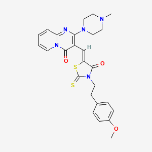 molecular formula C26H27N5O3S2 B15100805 3-[(Z)-{3-[2-(4-methoxyphenyl)ethyl]-4-oxo-2-thioxo-1,3-thiazolidin-5-ylidene}methyl]-2-(4-methylpiperazin-1-yl)-4H-pyrido[1,2-a]pyrimidin-4-one 