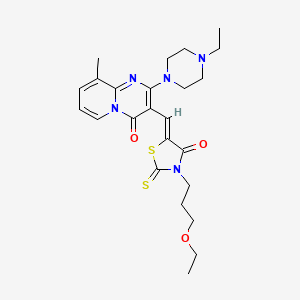 3-{(Z)-[3-(3-ethoxypropyl)-4-oxo-2-thioxo-1,3-thiazolidin-5-ylidene]methyl}-2-(4-ethylpiperazin-1-yl)-9-methyl-4H-pyrido[1,2-a]pyrimidin-4-one