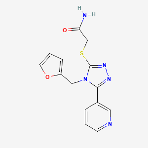 molecular formula C14H13N5O2S B15100860 2-{[4-(furan-2-ylmethyl)-5-(pyridin-3-yl)-4H-1,2,4-triazol-3-yl]sulfanyl}acetamide 