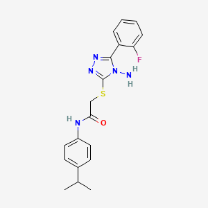 molecular formula C19H20FN5OS B15100877 2-[4-amino-5-(2-fluorophenyl)(1,2,4-triazol-3-ylthio)]-N-[4-(methylethyl)pheny l]acetamide 