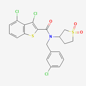 molecular formula C20H16Cl3NO3S2 B15100917 3,4-dichloro-N-(3-chlorobenzyl)-N-(1,1-dioxidotetrahydrothiophen-3-yl)-1-benzothiophene-2-carboxamide 