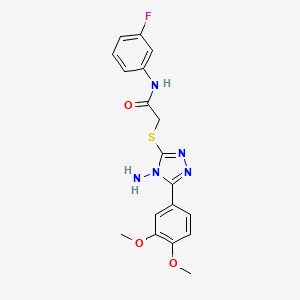 molecular formula C18H18FN5O3S B15100927 2-[4-amino-5-(3,4-dimethoxyphenyl)(1,2,4-triazol-3-ylthio)]-N-(3-fluorophenyl) acetamide 