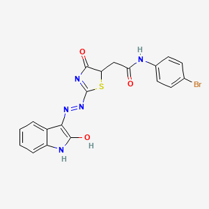 N-(4-bromophenyl)-2-{(2E)-4-hydroxy-2-[(2E)-(2-oxo-1,2-dihydro-3H-indol-3-ylidene)hydrazinylidene]-2,5-dihydro-1,3-thiazol-5-yl}acetamide