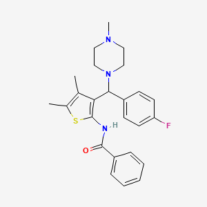 molecular formula C25H28FN3OS B15100983 N-{3-[(4-fluorophenyl)(4-methylpiperazin-1-yl)methyl]-4,5-dimethylthiophen-2-yl}benzamide 